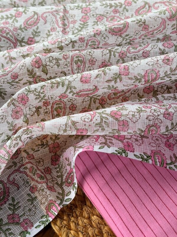 COTTON TOP AND KOTA HANDBLOCK PRINTED DUPATTA - Image 5