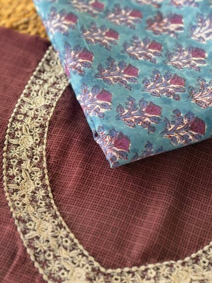 KOTA COTTON TOP AND HANDBLOCK PRINTED COTTON BOTTOM