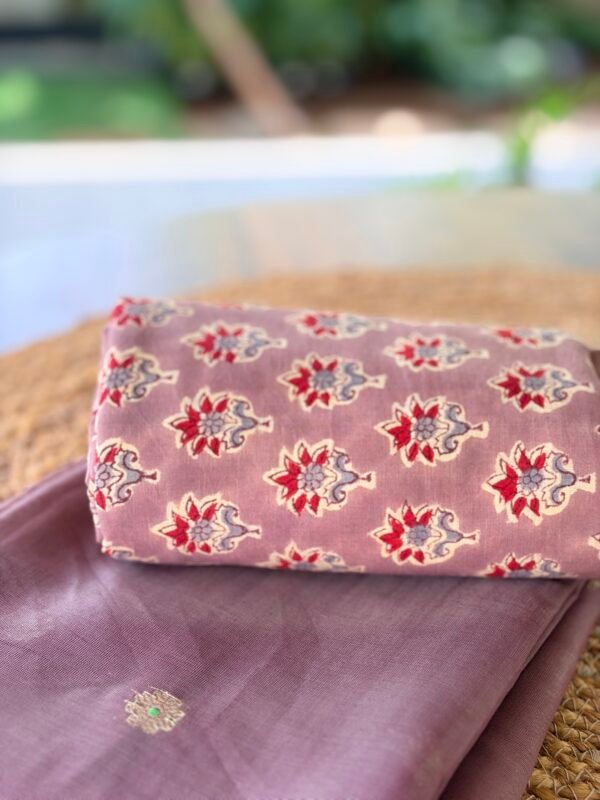 CHANDERI SILK TOP AND HANDBLOCK PRINTED COTTON BOTTOM - Image 6