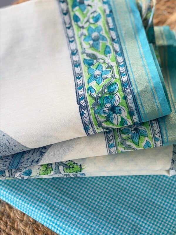COTTON TOP AND CHANDERI HANDBLOCK PRINTED DUPATTA - Image 7