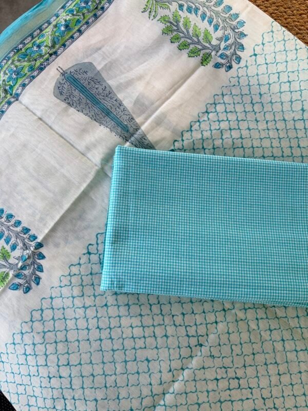 COTTON TOP AND CHANDERI HANDBLOCK PRINTED DUPATTA - Image 5
