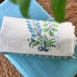 COTTON TOP AND CHANDERI HANDBLOCK PRINTED DUPATTA