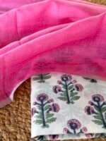 HANDBLOCK PRINTED COTTON TOP AND LINEN DUPATTA - Image 6