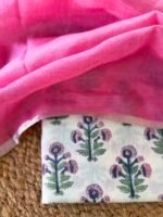 HANDBLOCK PRINTED COTTON TOP AND LINEN DUPATTA - Image 4