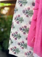 HANDBLOCK PRINTED COTTON TOP AND LINEN DUPATTA - Image 2