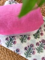 HANDBLOCK PRINTED COTTON TOP AND LINEN DUPATTA