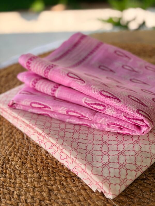 HANDBLOCK PRINTED COTTON TOP AND KOTA DUPATTA - Image 7