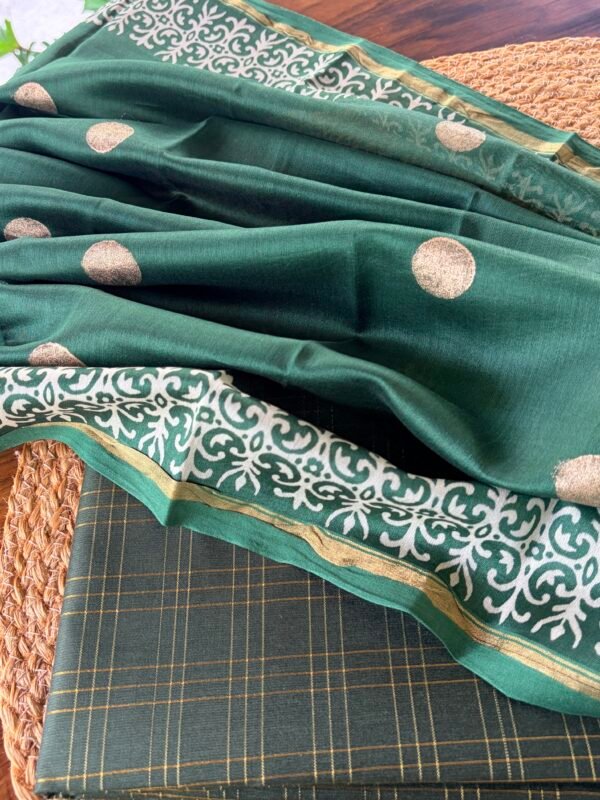 SILK COTTON TOP AND  PURE CHANDERI SILK DUPATTA - Image 2
