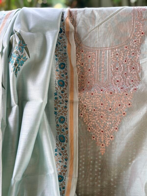CHANDERI SILK PITTA WORK TOP AND CHANDERI SILK DUPATTA - Image 4