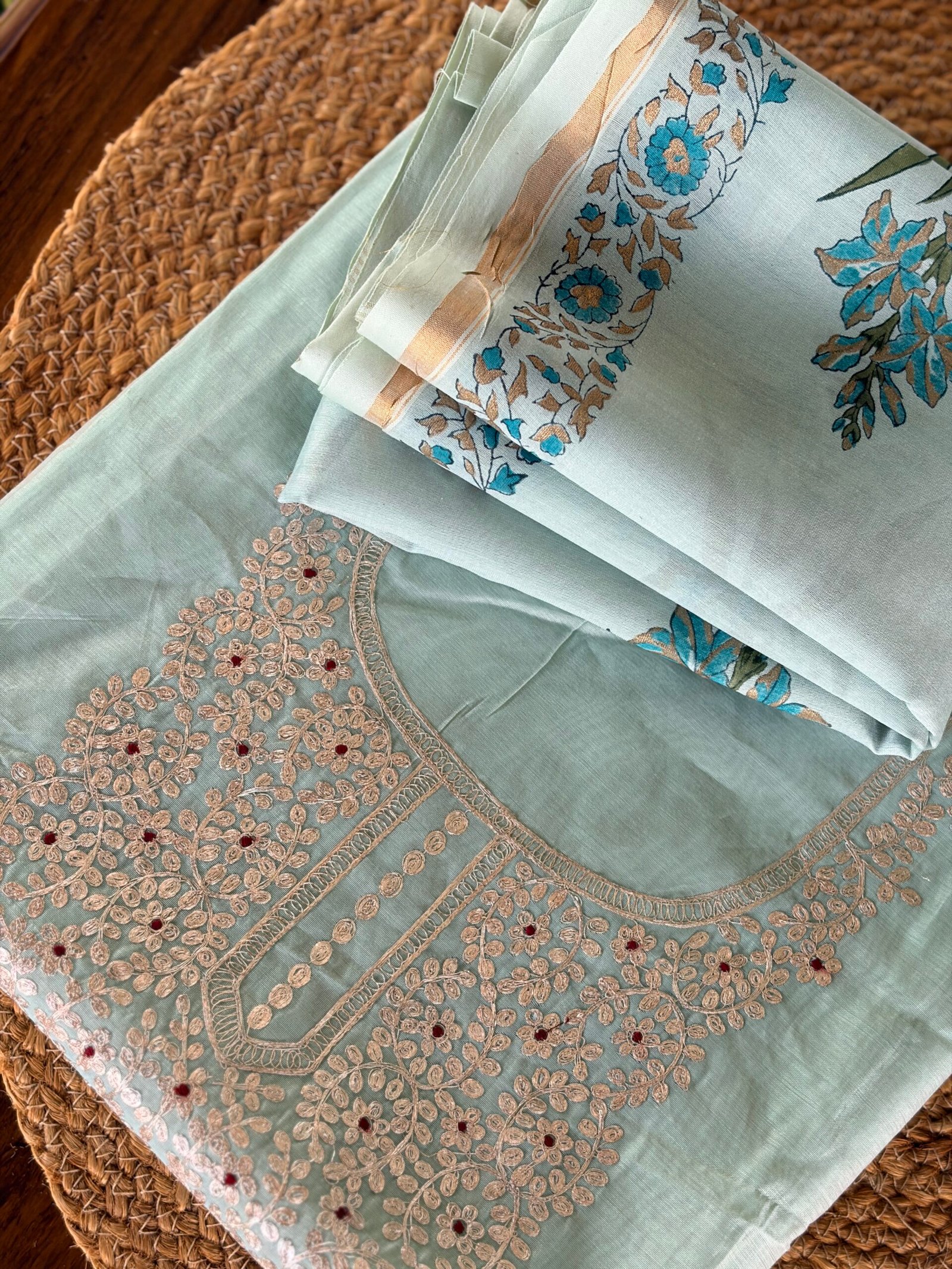 IMG_4497 CHANDERI SILK PITTA WORK TOP AND CHANDERI SILK DUPATTA - Image 1