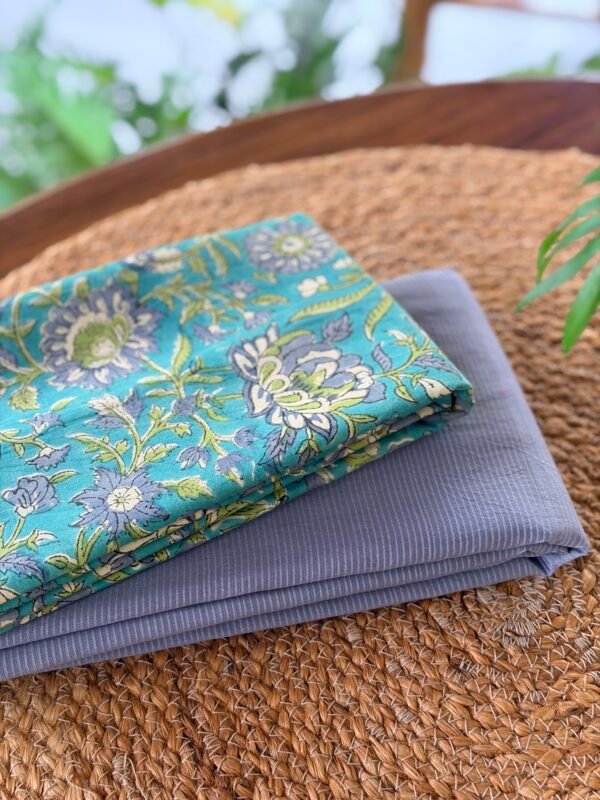 CHANDERI SILK COTTON TOP AND HANDBLOCK PRINTED BOTTOM - Image 2