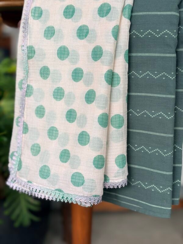 COTTON TOP AND PRINTED KOTA COTTON DUPATTA WITH LACE - Image 5