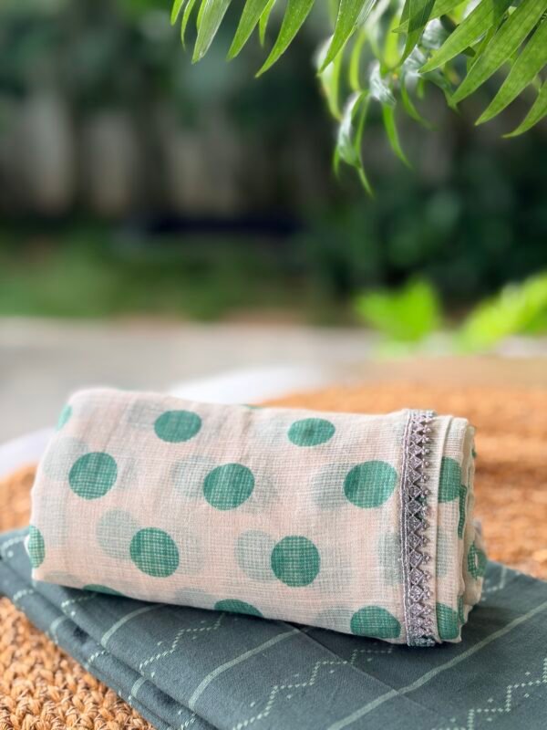 COTTON TOP AND PRINTED KOTA COTTON DUPATTA WITH LACE - Image 3