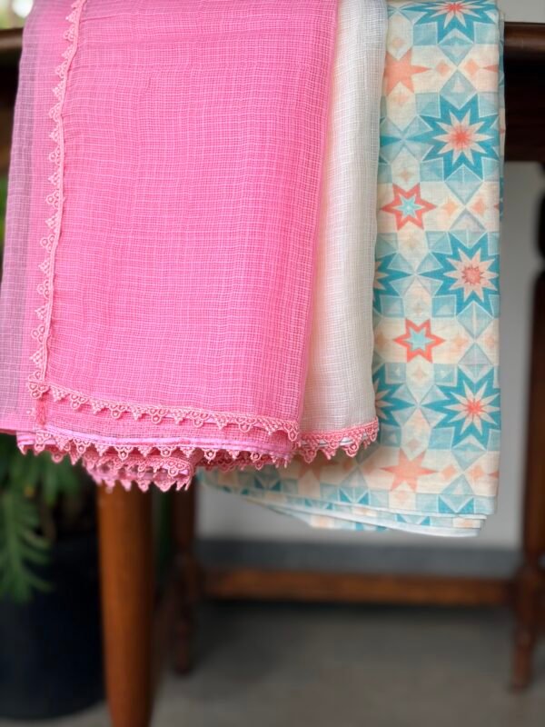 MUL COTTON PRINTED TOP AND DUAL SHADE KOTA DUPATTA - Image 2