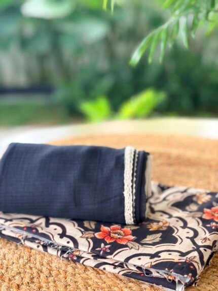 MUL COTTON PRINTED TOP AND DUAL SHADE KOTA DUPATTA