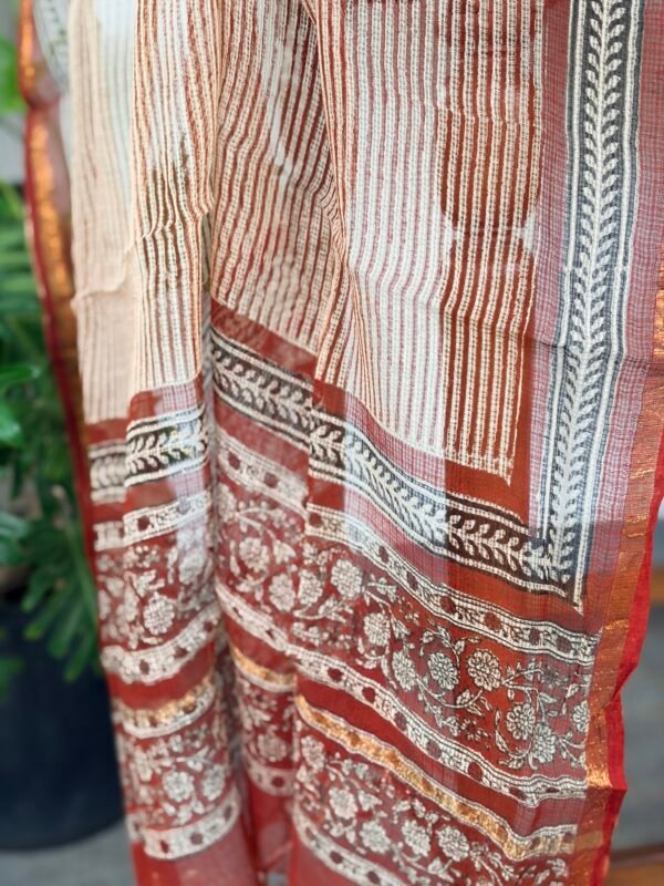 SILK COTTON TOP AND HANDBLOCK PRINTED KOTA COTTON DUPATTA - Image 2
