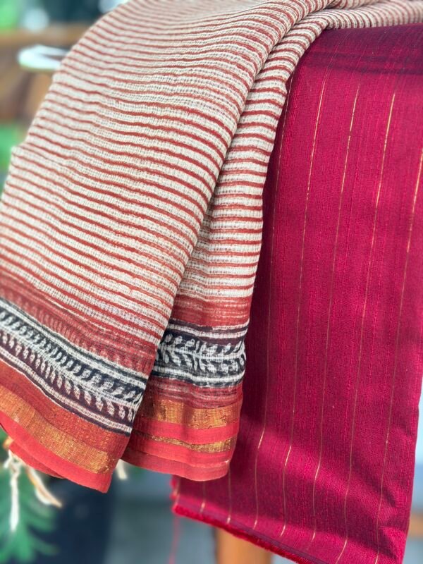 SILK COTTON TOP AND HANDBLOCK PRINTED KOTA COTTON DUPATTA - Image 4
