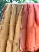 PURE MUL CHANDERI EMBROIDERY TOP AND LINEN DUPATTA - Image 6