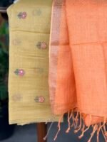 PURE MUL CHANDERI EMBROIDERY TOP AND LINEN DUPATTA - Image 3