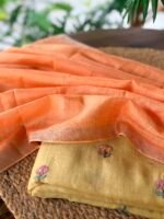 PURE MUL CHANDERI EMBROIDERY TOP AND LINEN DUPATTA - Image 7