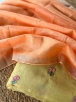 PURE MUL CHANDERI EMBROIDERY TOP AND LINEN DUPATTA - Image 2