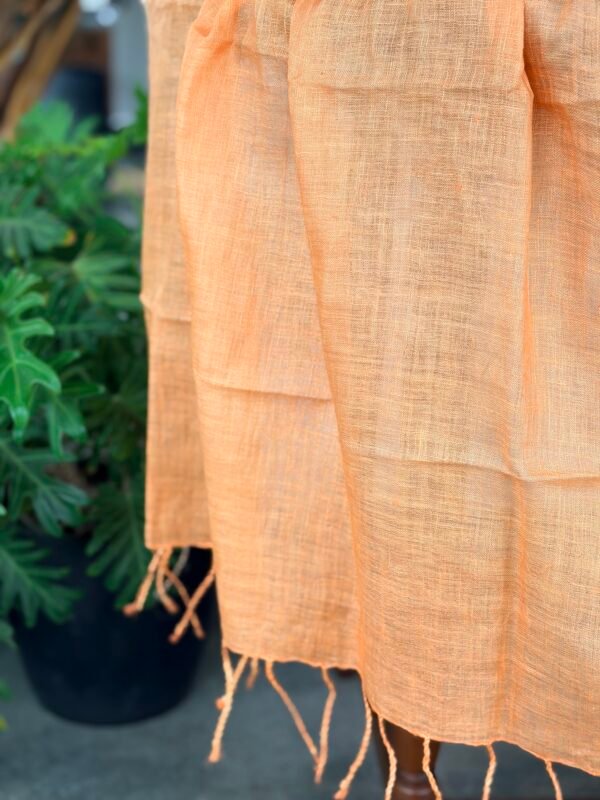 PURE MUL CHANDERI EMBROIDERY TOP AND LINEN DUPATTA - Image 4