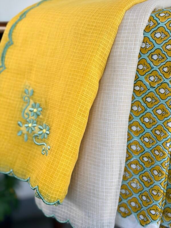 HANDBLOCK PRINTED COTTON TOP AND KOTA COTTON DUPATTA - Image 4