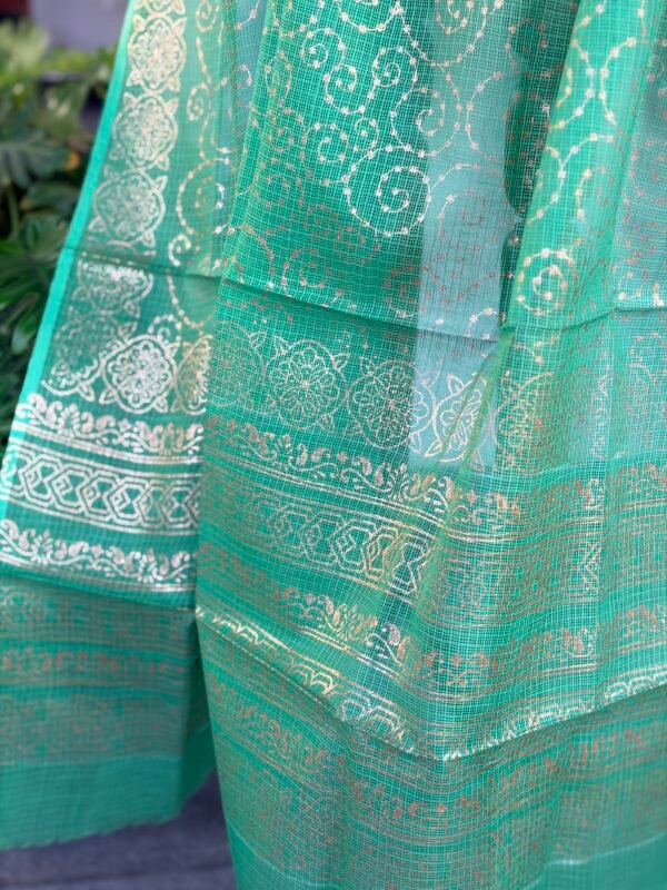 SILK COTTON TOP AND HANDBLOCK PRINTED KOTA COTTON DUPATTA - Image 6